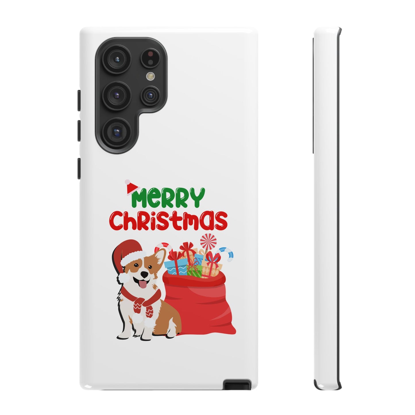 Phone Case Dog Santa Merry Christmas in White Phone Case