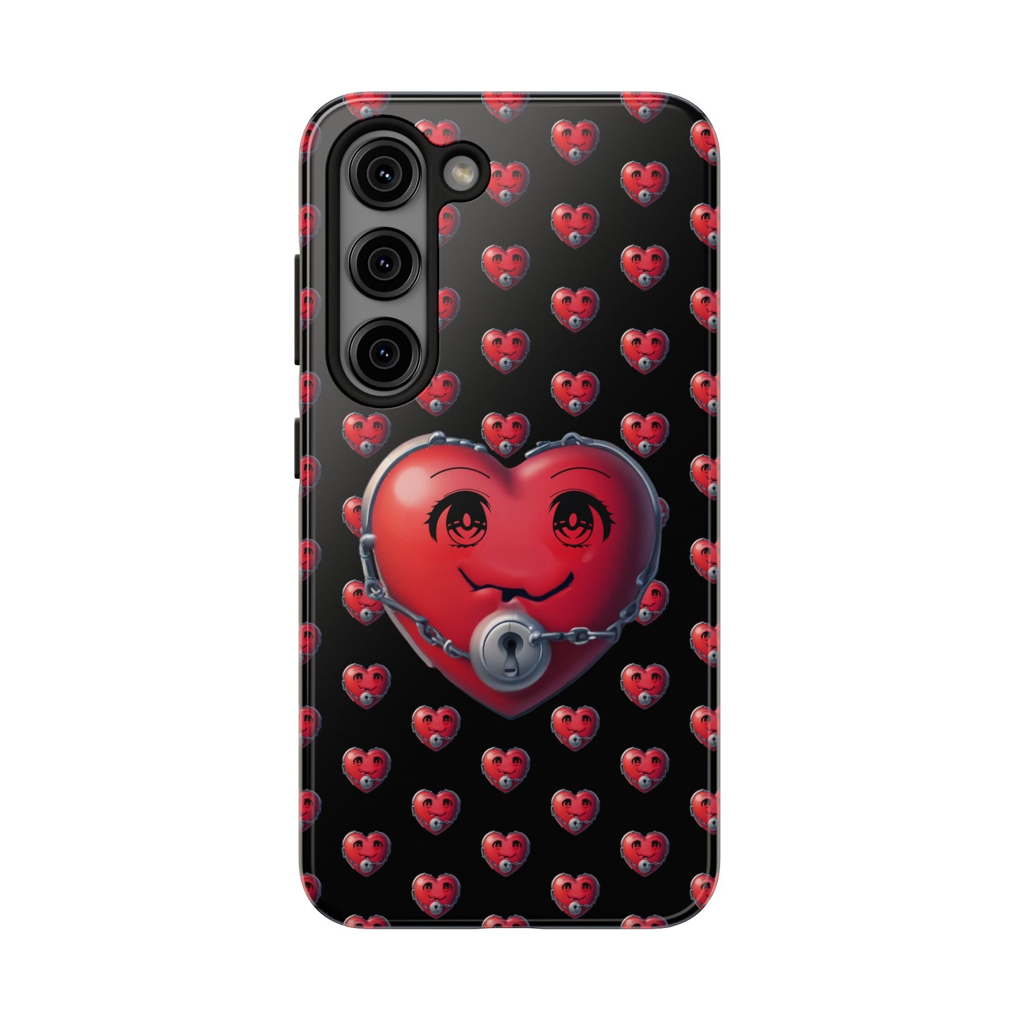 iPhone Case Locked Heart Design, Locked DownTough Phone Cases Android and iPhone, iPhone 15 Pro, Samsung Galaxy,