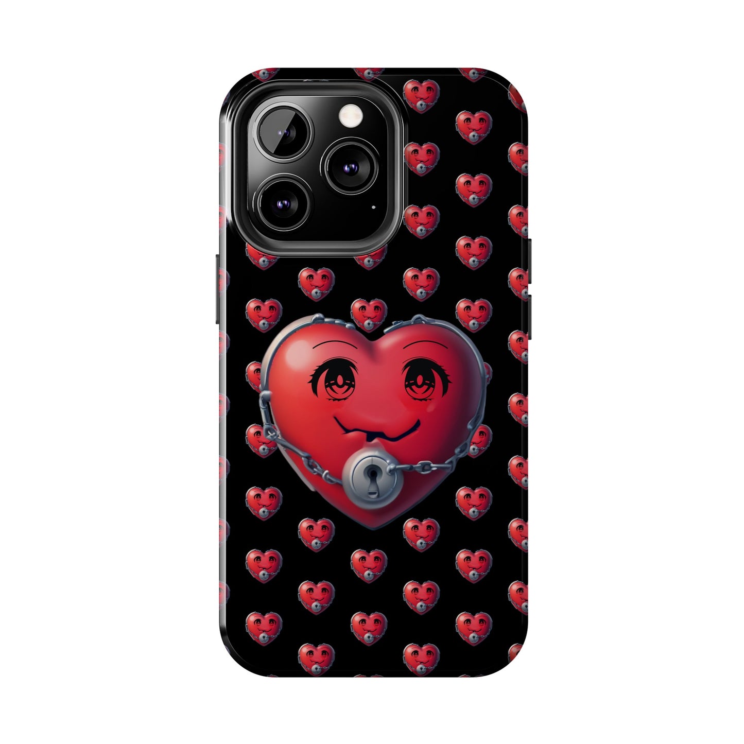 iPhone Case Locked Heart Design, Locked DownTough Phone Cases Android and iPhone, iPhone 15 Pro, Samsung Galaxy,