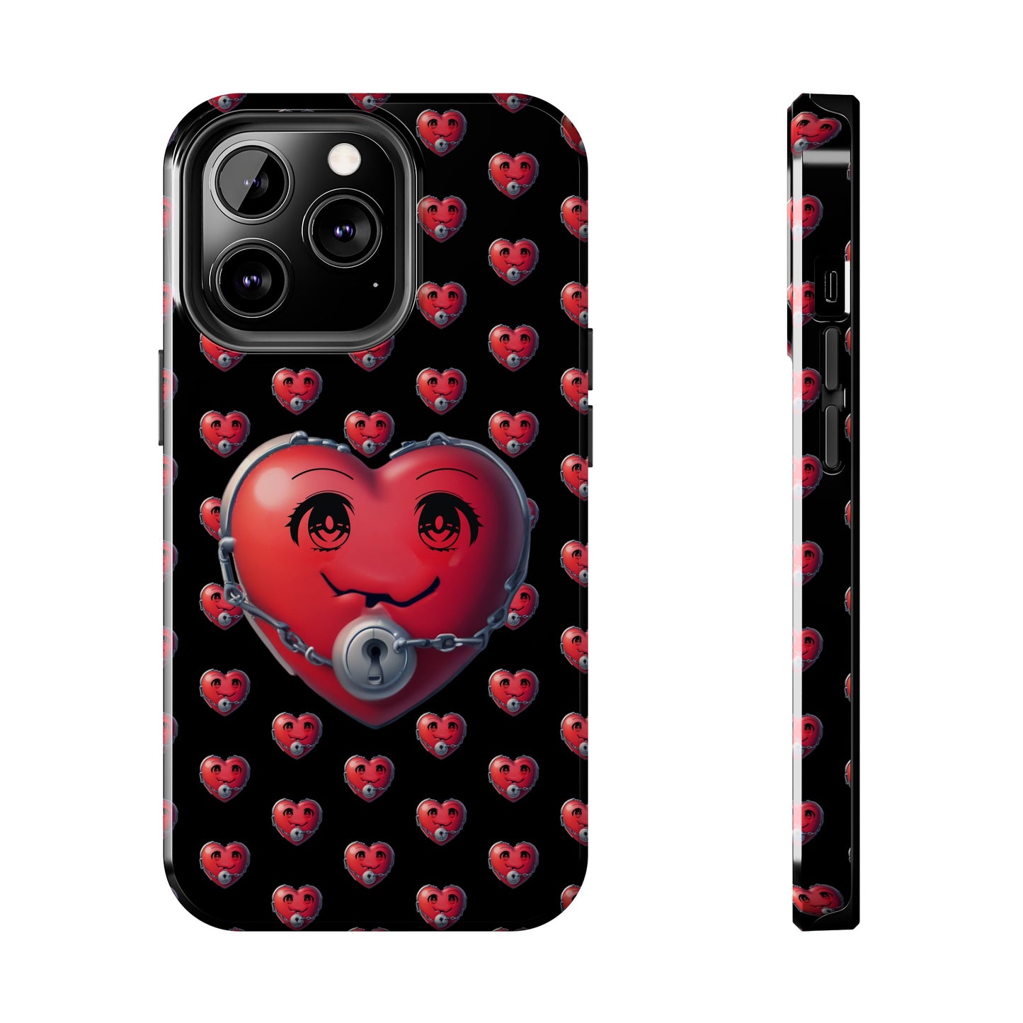 iPhone Case Locked Heart Design, Locked DownTough Phone Cases Android and iPhone, iPhone 15 Pro, Samsung Galaxy,