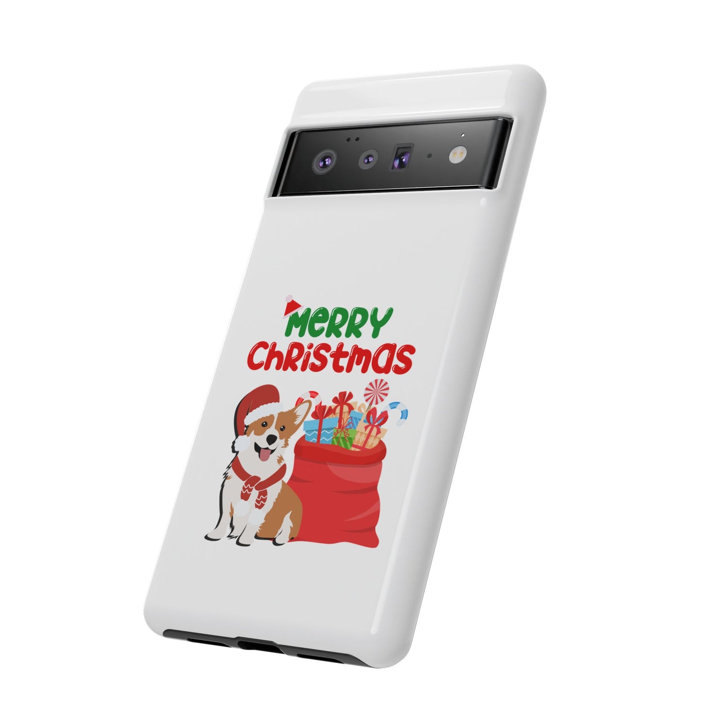 Phone Case Dog Santa Merry Christmas in White Phone Case