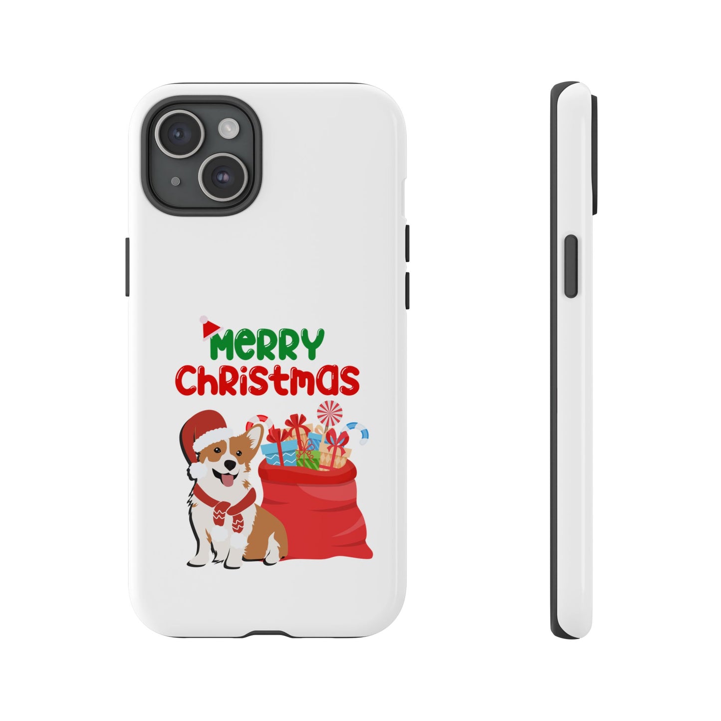 Phone Case Dog Santa Merry Christmas in White Phone Case