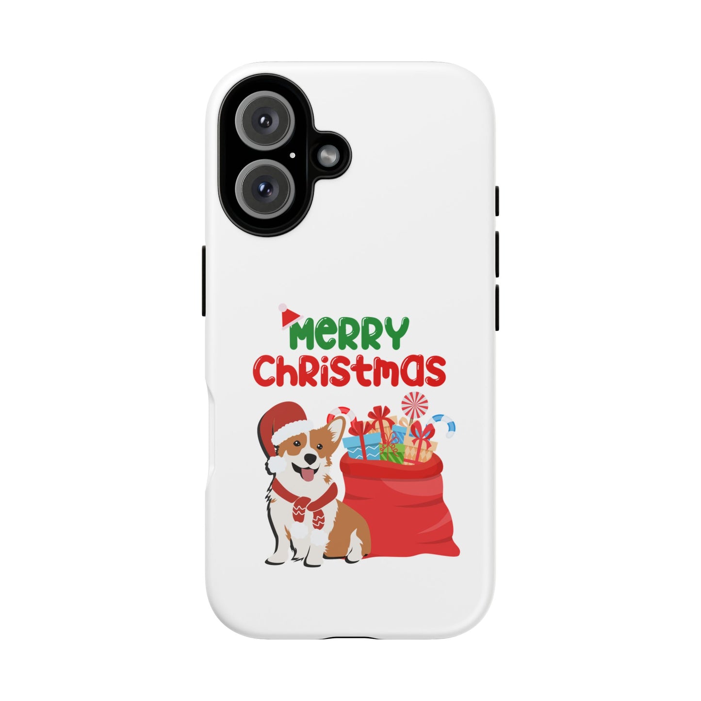 Phone Case Dog Santa Merry Christmas in White Phone Case