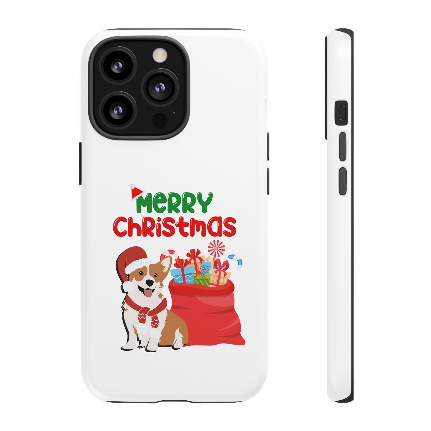 Phone Case Dog Santa Merry Christmas in White Phone Case