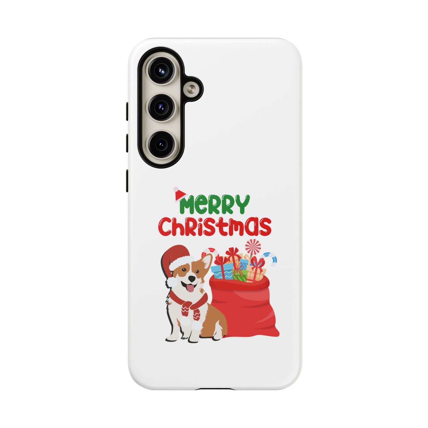 Phone Case Dog Santa Merry Christmas in White Phone Case