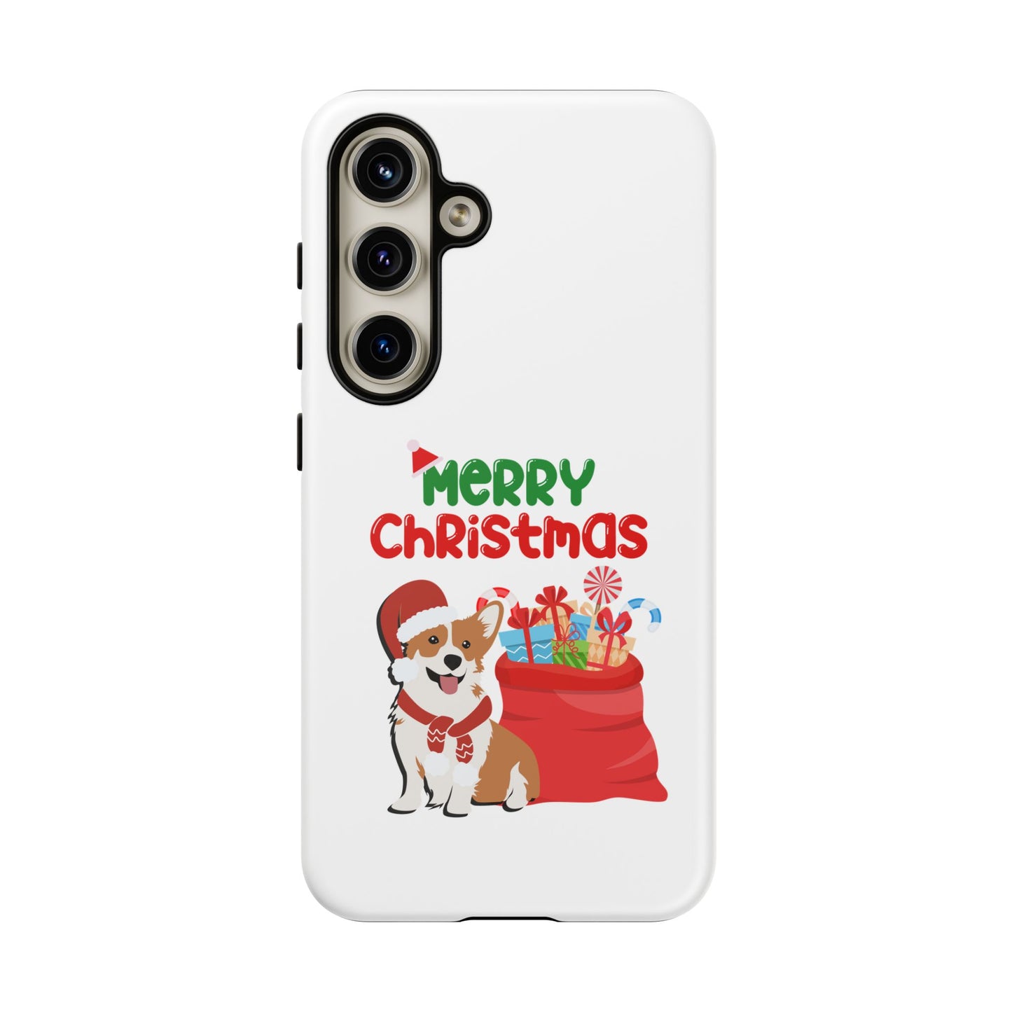 Phone Case Dog Santa Merry Christmas in White Phone Case