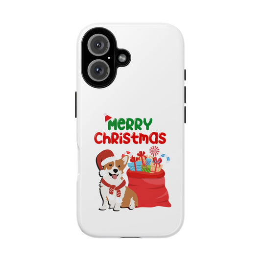 Phone Case Dog Santa Merry Christmas in White Phone Case