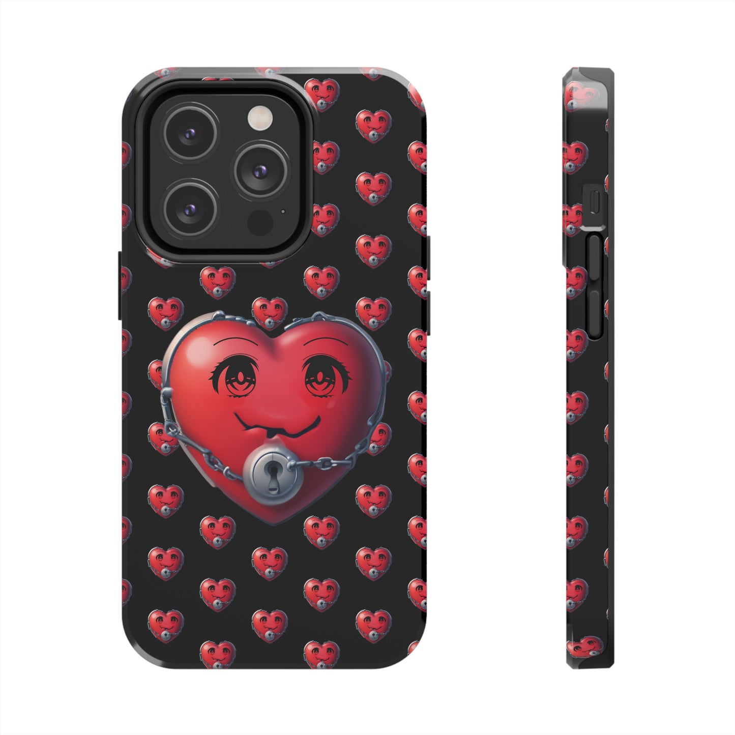 iPhone Case Locked Heart Design, Locked DownTough Phone Cases Android and iPhone, iPhone 15 Pro, Samsung Galaxy,