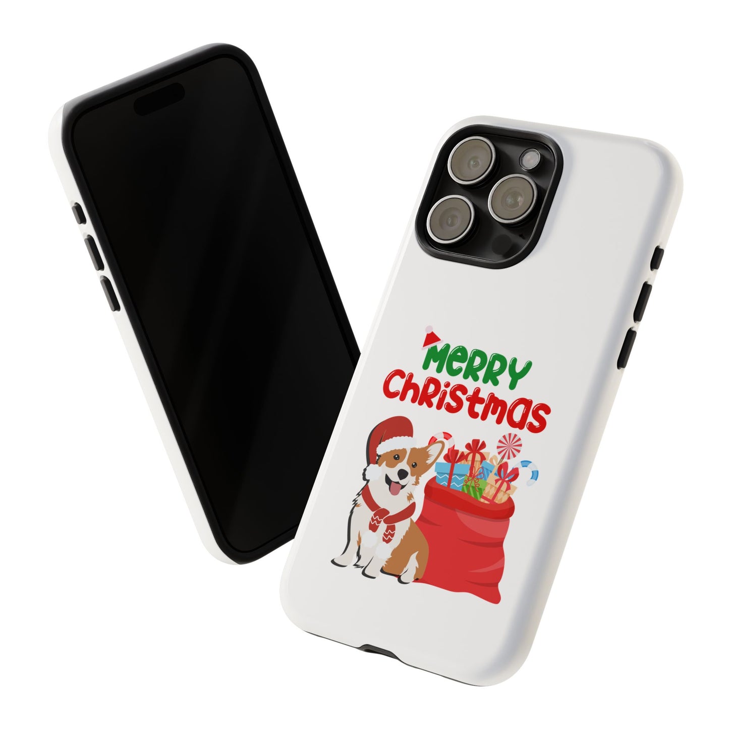 Phone Case Dog Santa Merry Christmas in White Phone Case