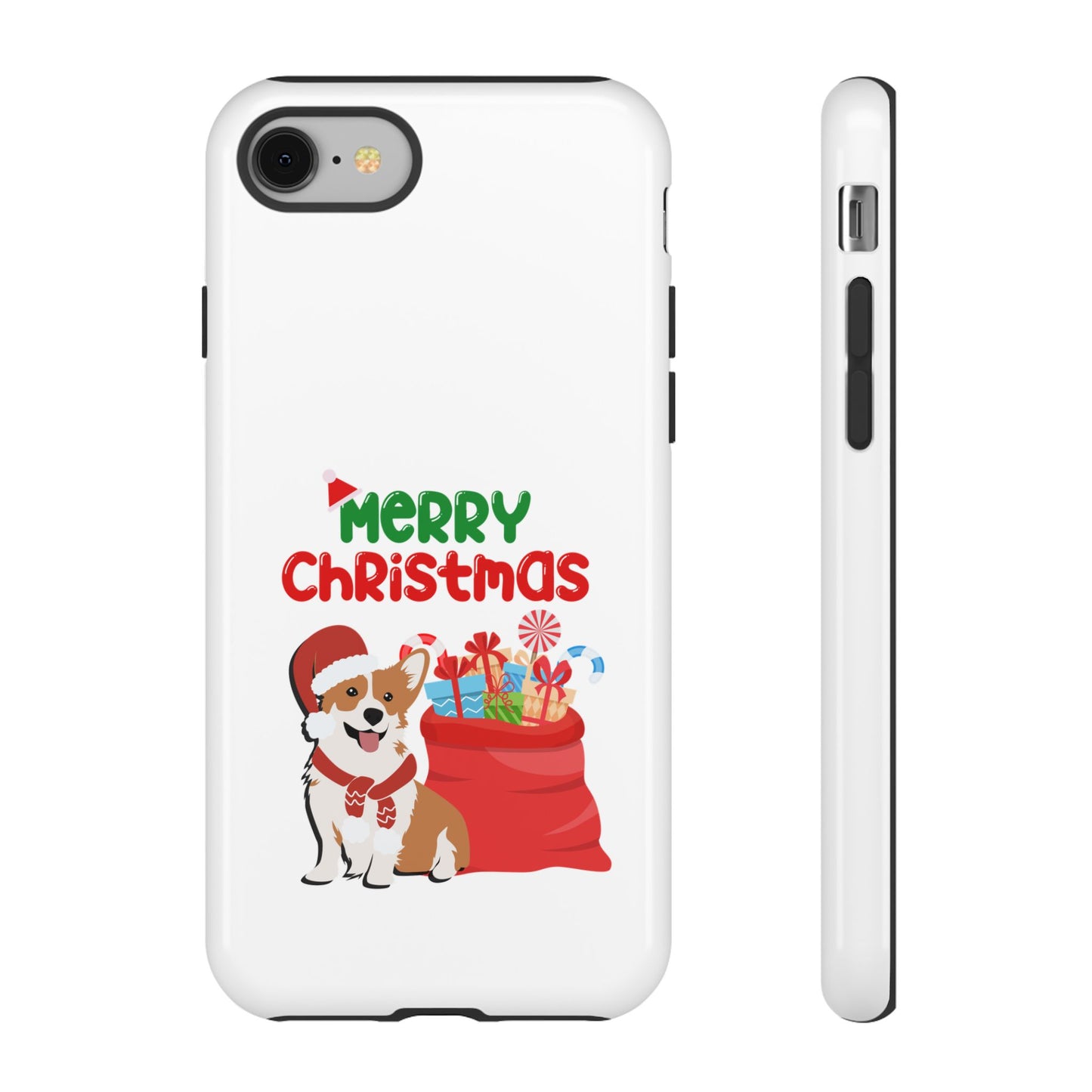 Phone Case Dog Santa Merry Christmas in White Phone Case