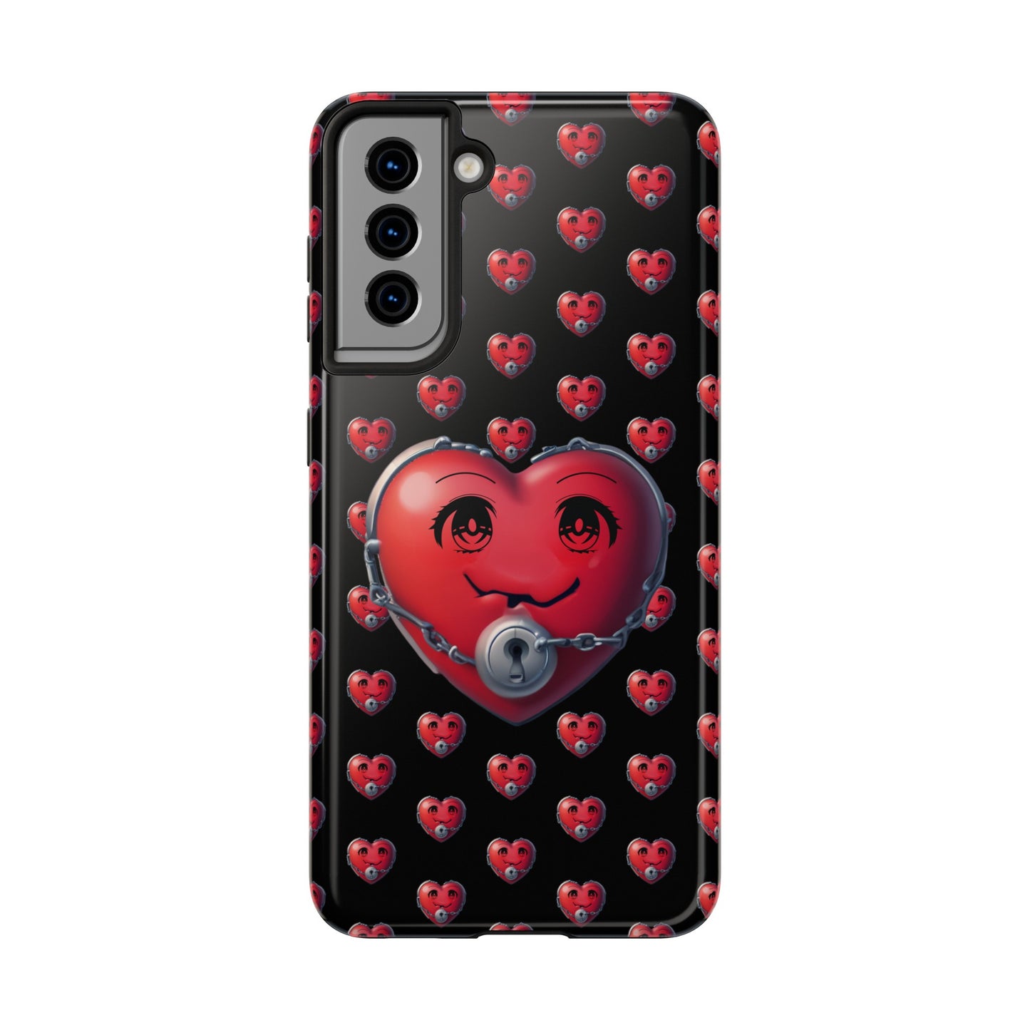 iPhone Case Locked Heart Design, Locked DownTough Phone Cases Android and iPhone, iPhone 15 Pro, Samsung Galaxy,