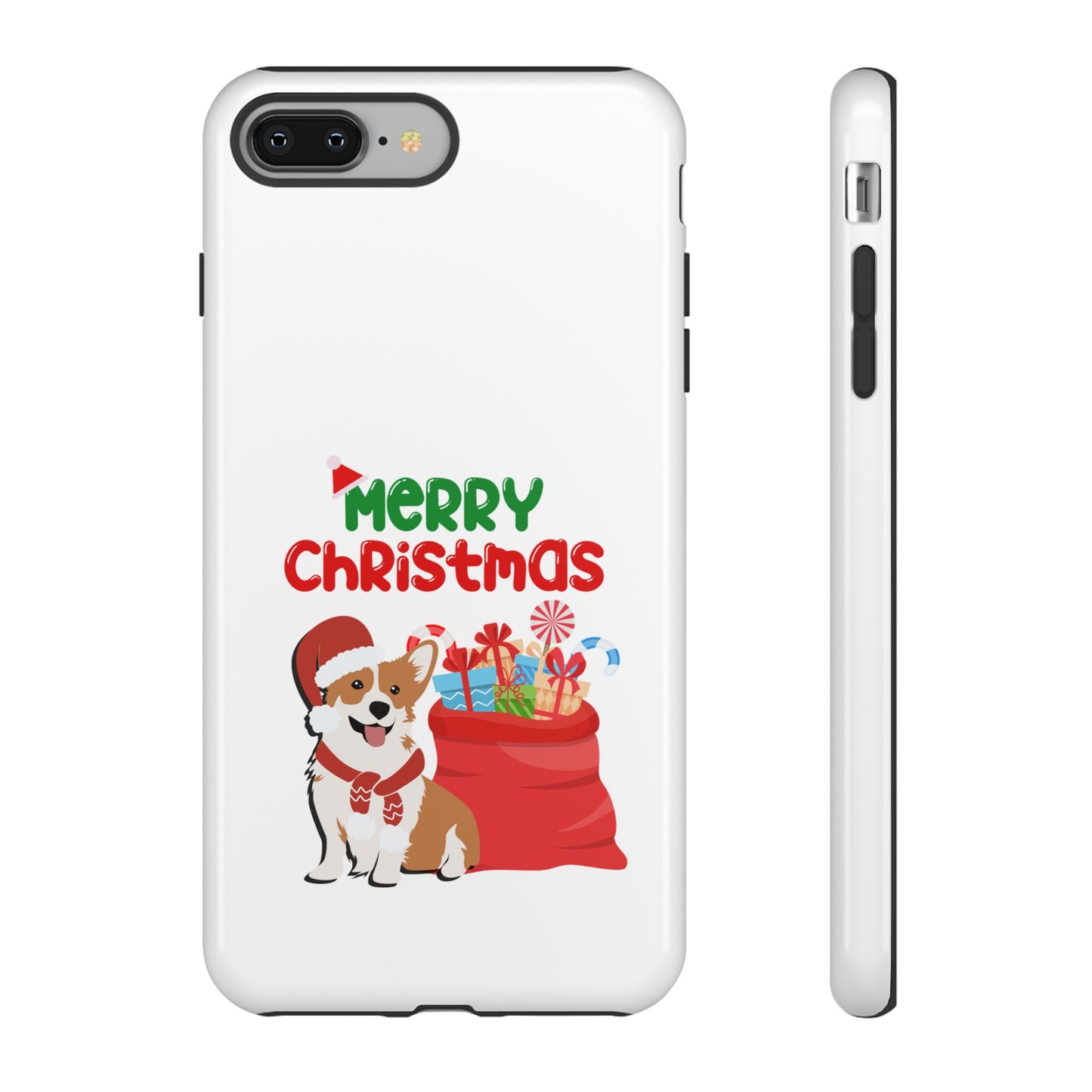 Phone Case Dog Santa Merry Christmas in White Phone Case