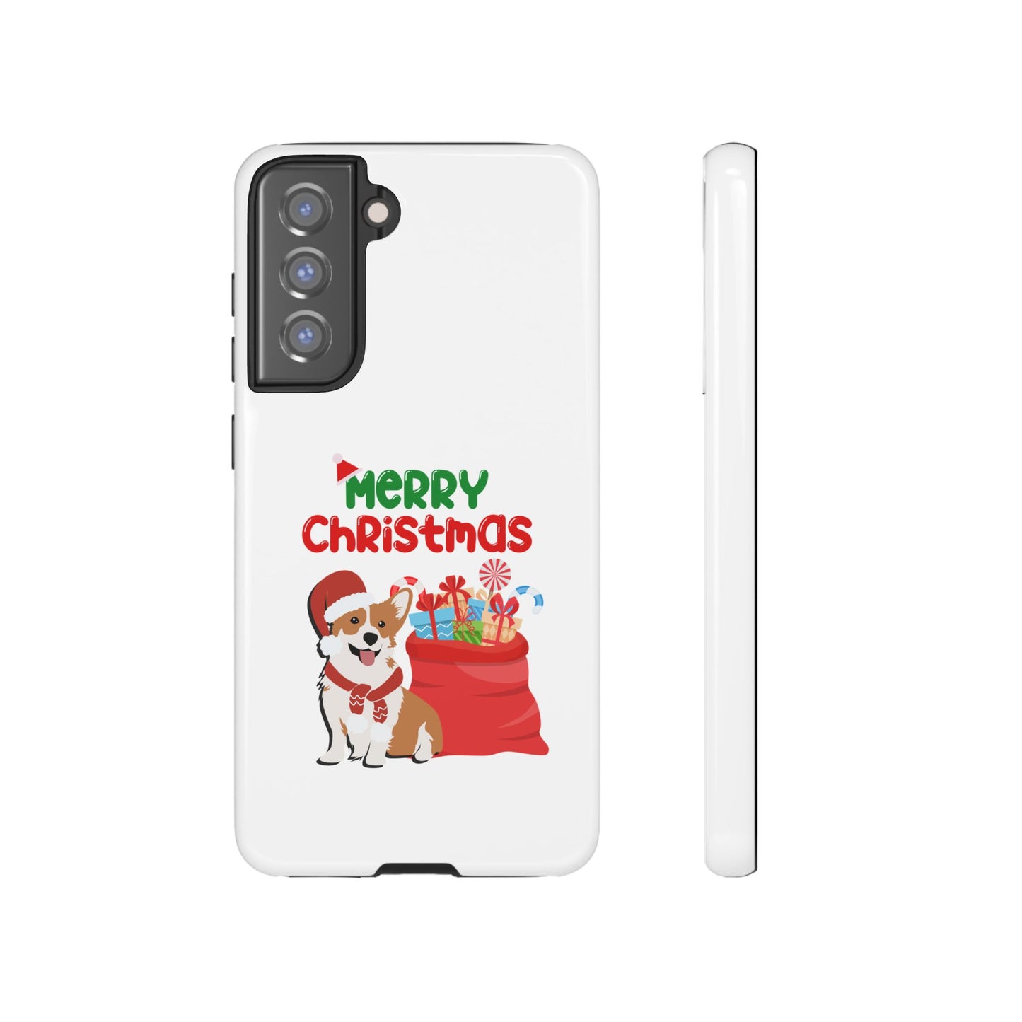 Phone Case Dog Santa Merry Christmas in White Phone Case