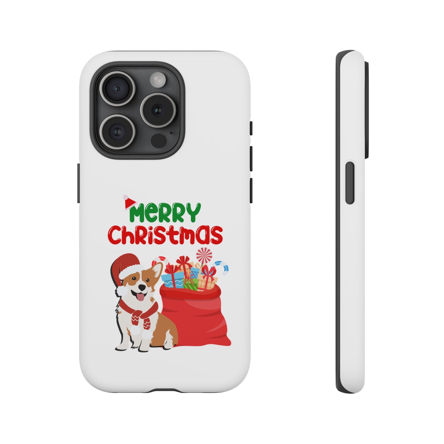 Phone Case Dog Santa Merry Christmas in White Phone Case