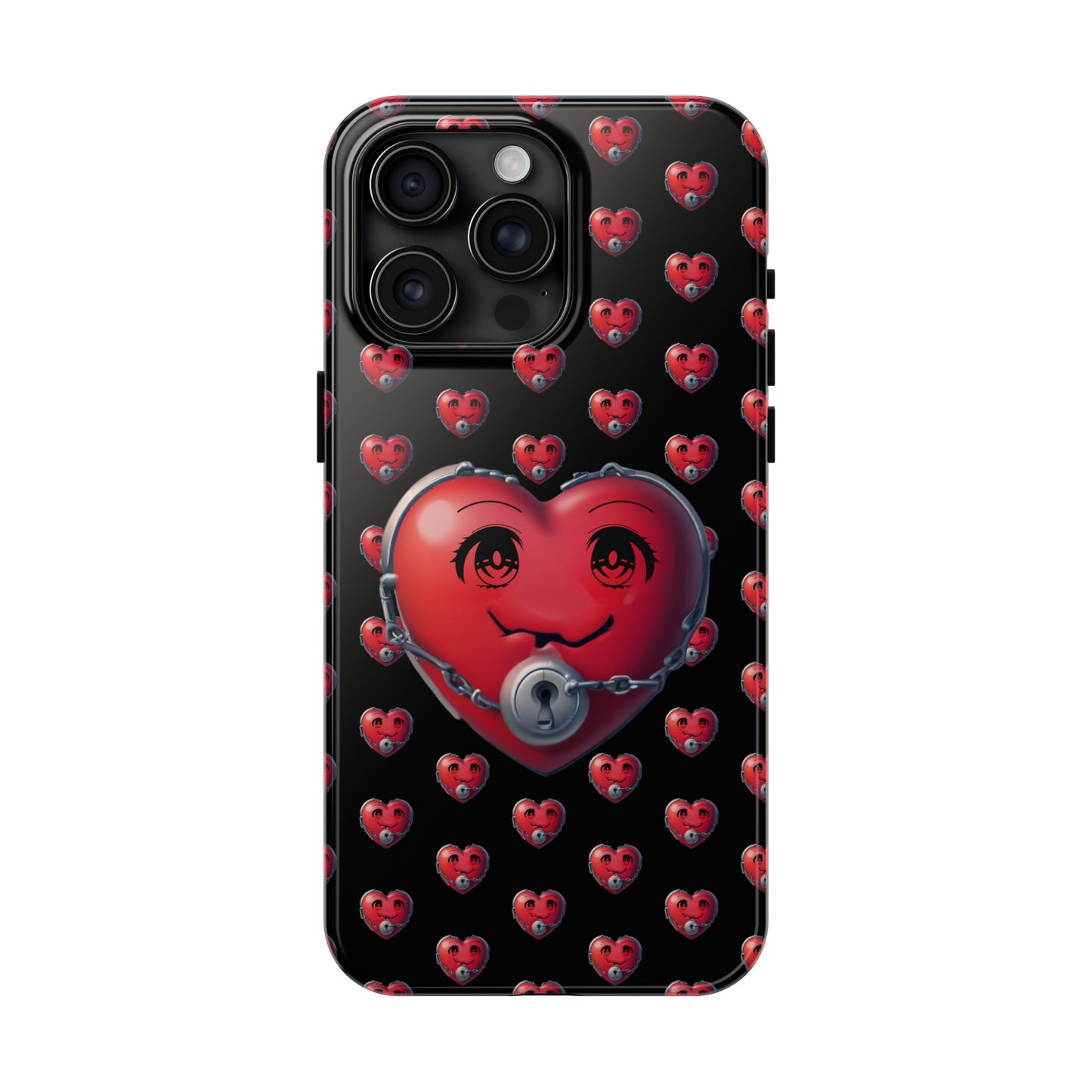 iPhone Case Locked Heart Design, Locked DownTough Phone Cases Android and iPhone, iPhone 15 Pro, Samsung Galaxy,