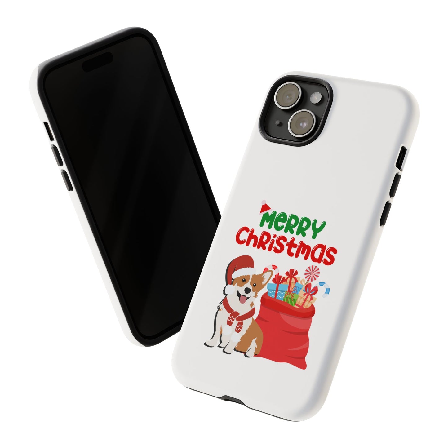 Phone Case Dog Santa Merry Christmas in White Phone Case