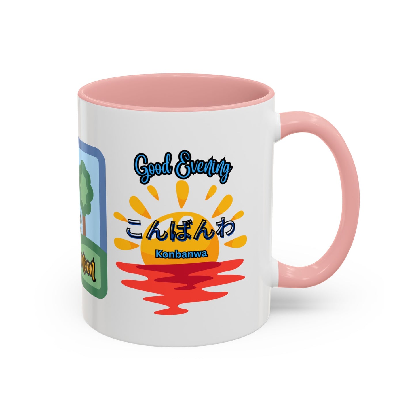 Greetings Mug, Konichiwa, Konbanwa, Ohayougozaimasu, Nice Coffee or Tea mug, perfect for hot drinks