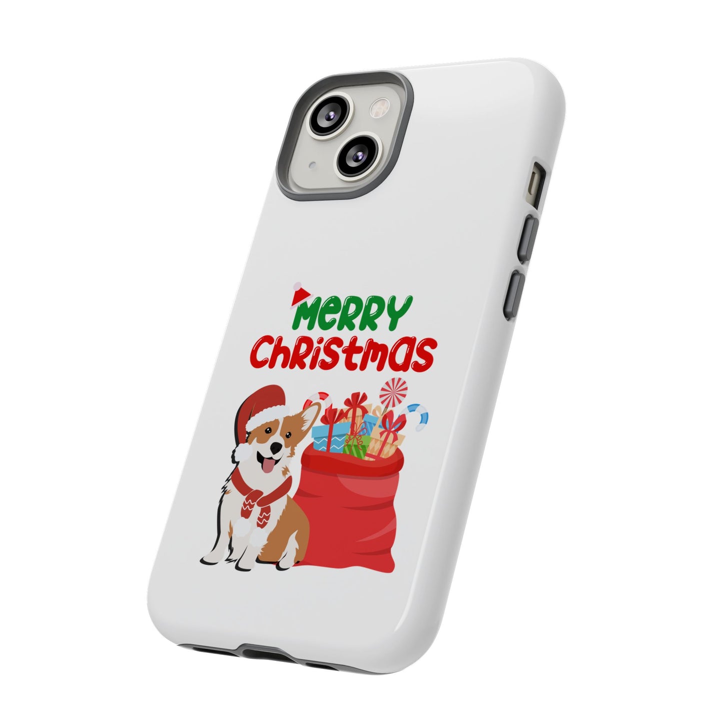 Phone Case Dog Santa Merry Christmas in White Phone Case