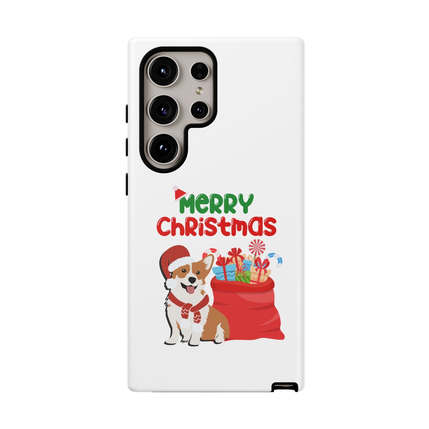 Phone Case Dog Santa Merry Christmas in White Phone Case