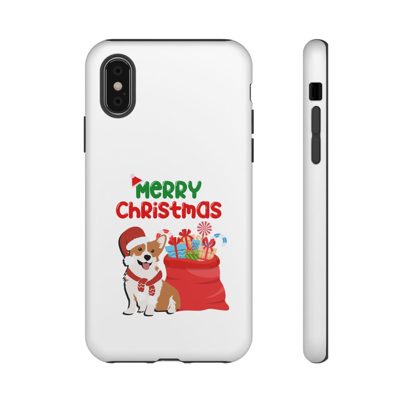 Phone Case Dog Santa Merry Christmas in White Phone Case