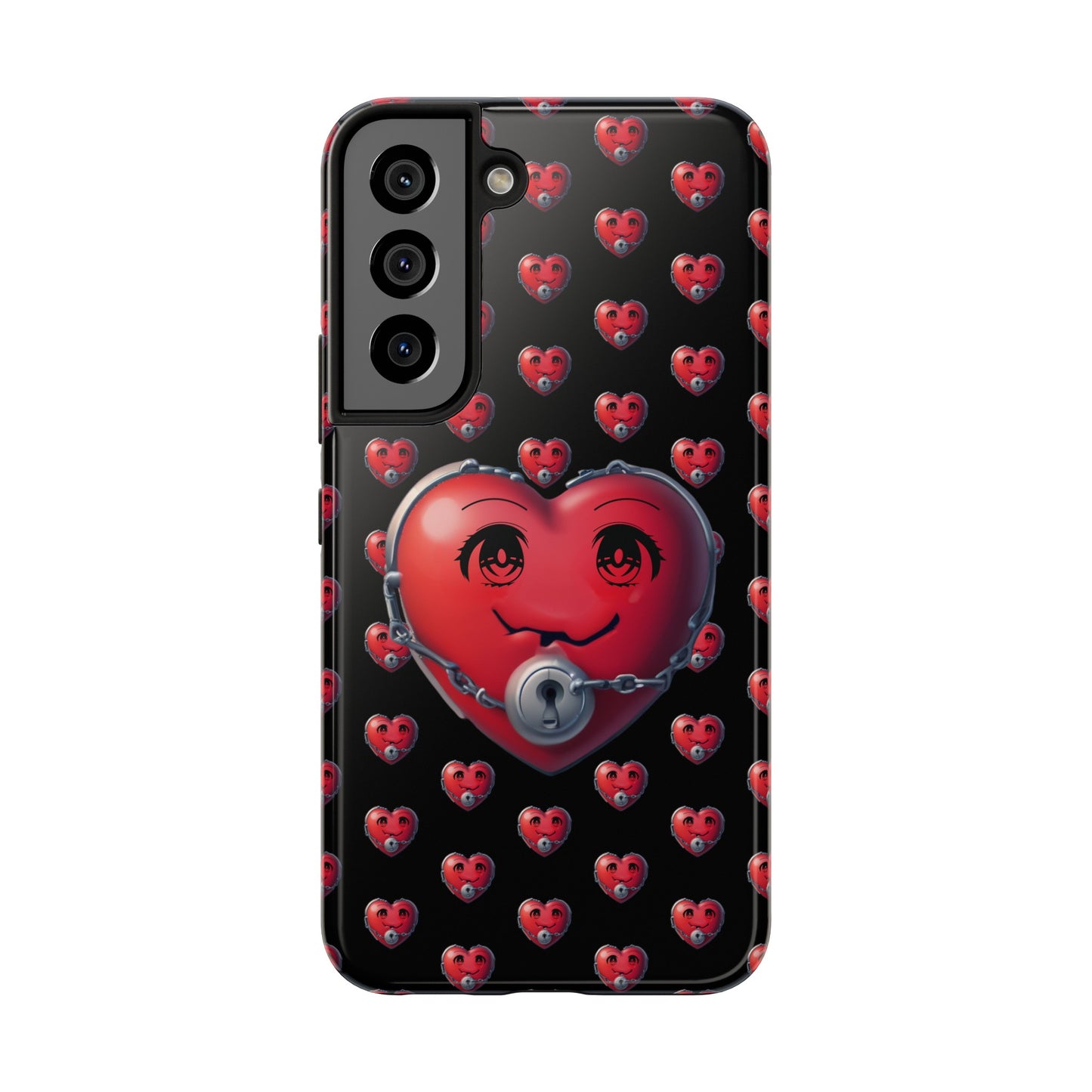 iPhone Case Locked Heart Design, Locked DownTough Phone Cases Android and iPhone, iPhone 15 Pro, Samsung Galaxy,