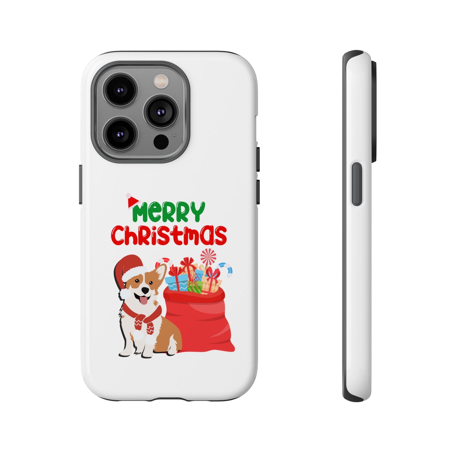 Phone Case Dog Santa Merry Christmas in White Phone Case