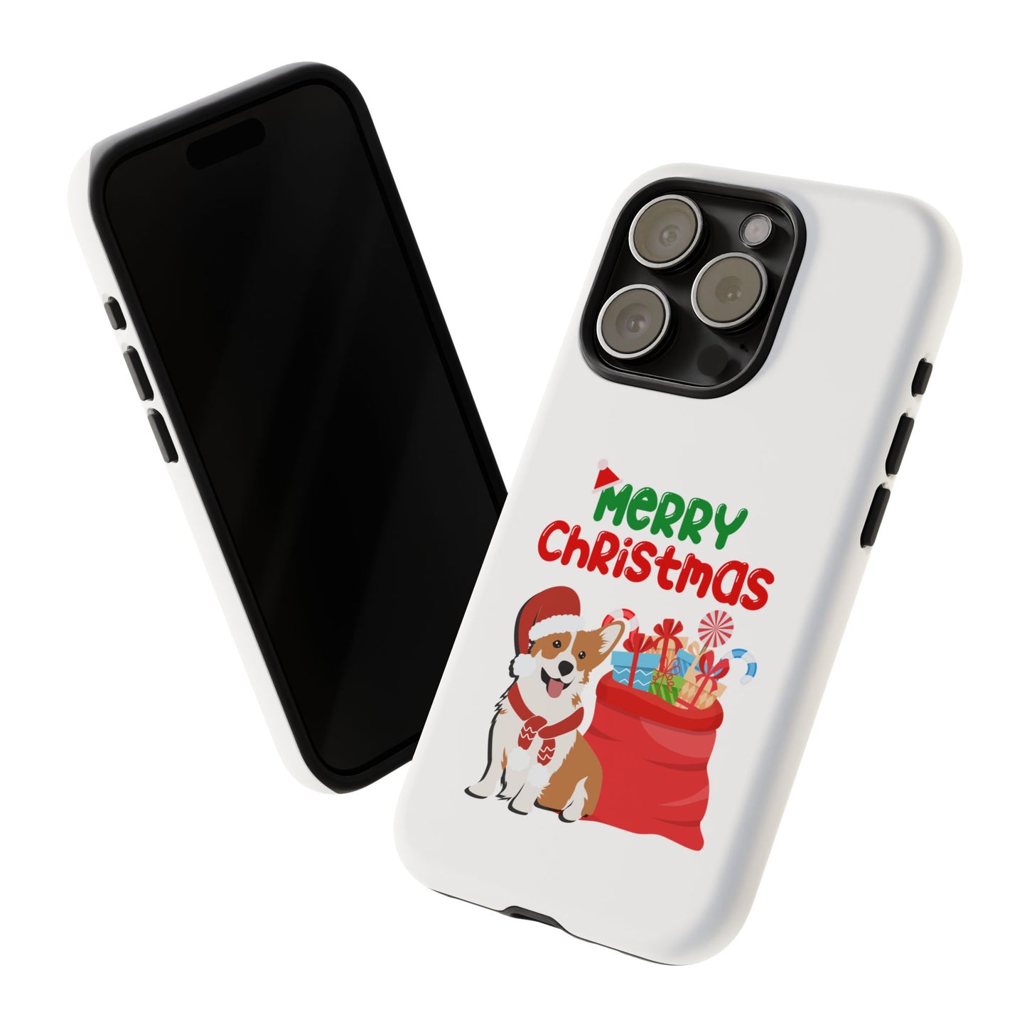 Phone Case Dog Santa Merry Christmas in White Phone Case