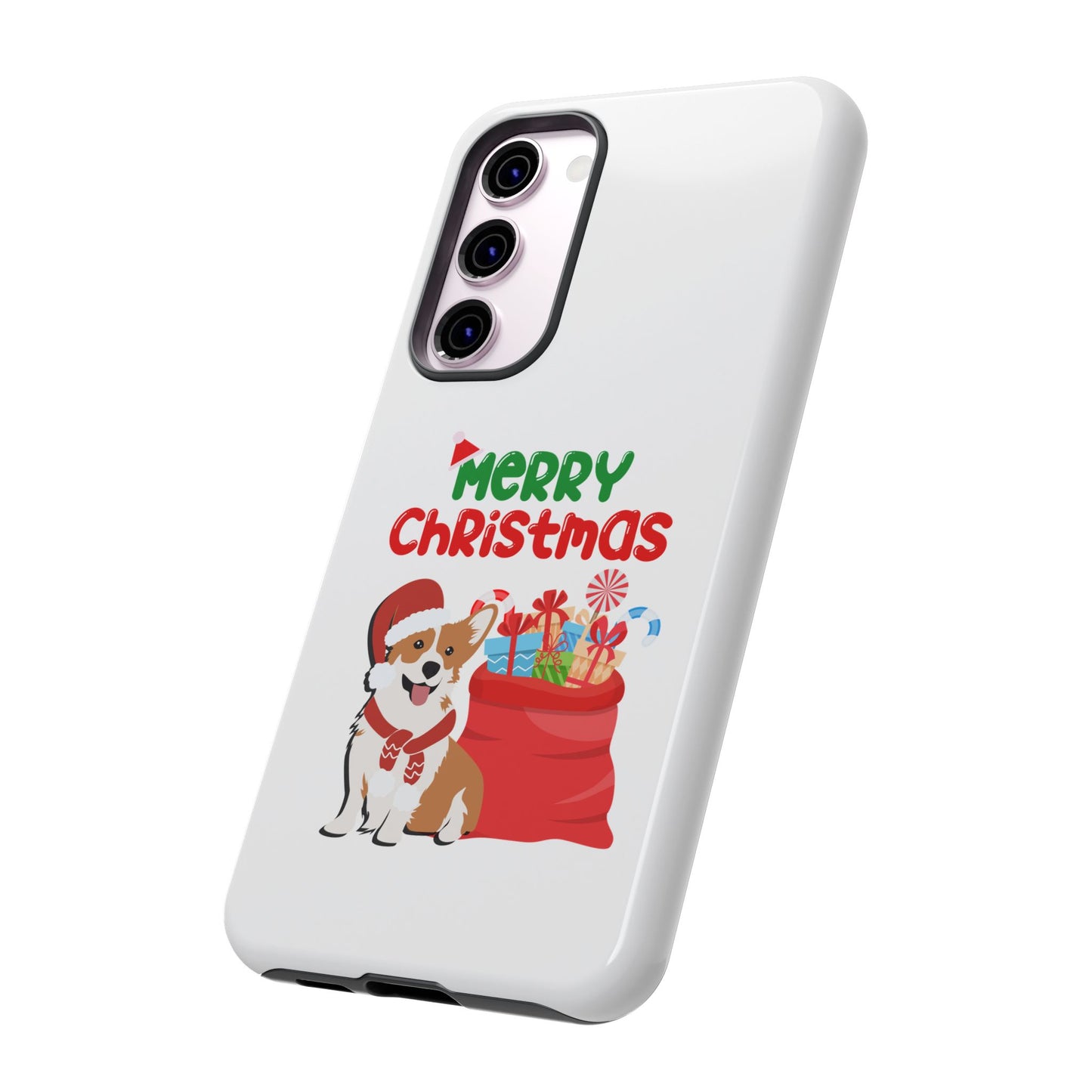 Phone Case Dog Santa Merry Christmas in White Phone Case