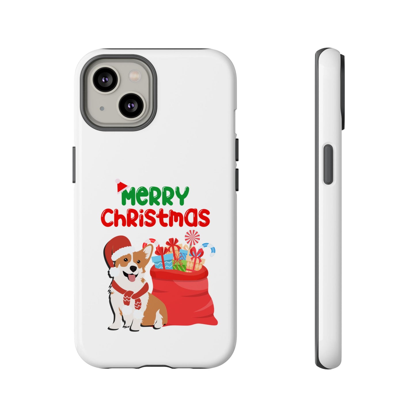 Phone Case Dog Santa Merry Christmas in White Phone Case