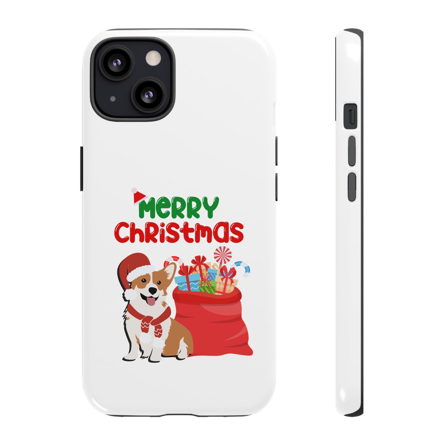 Phone Case Dog Santa Merry Christmas in White Phone Case