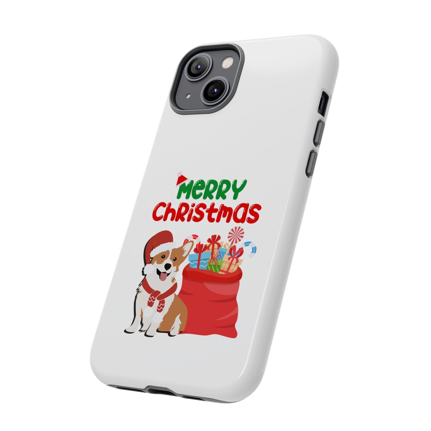 Phone Case Dog Santa Merry Christmas in White Phone Case