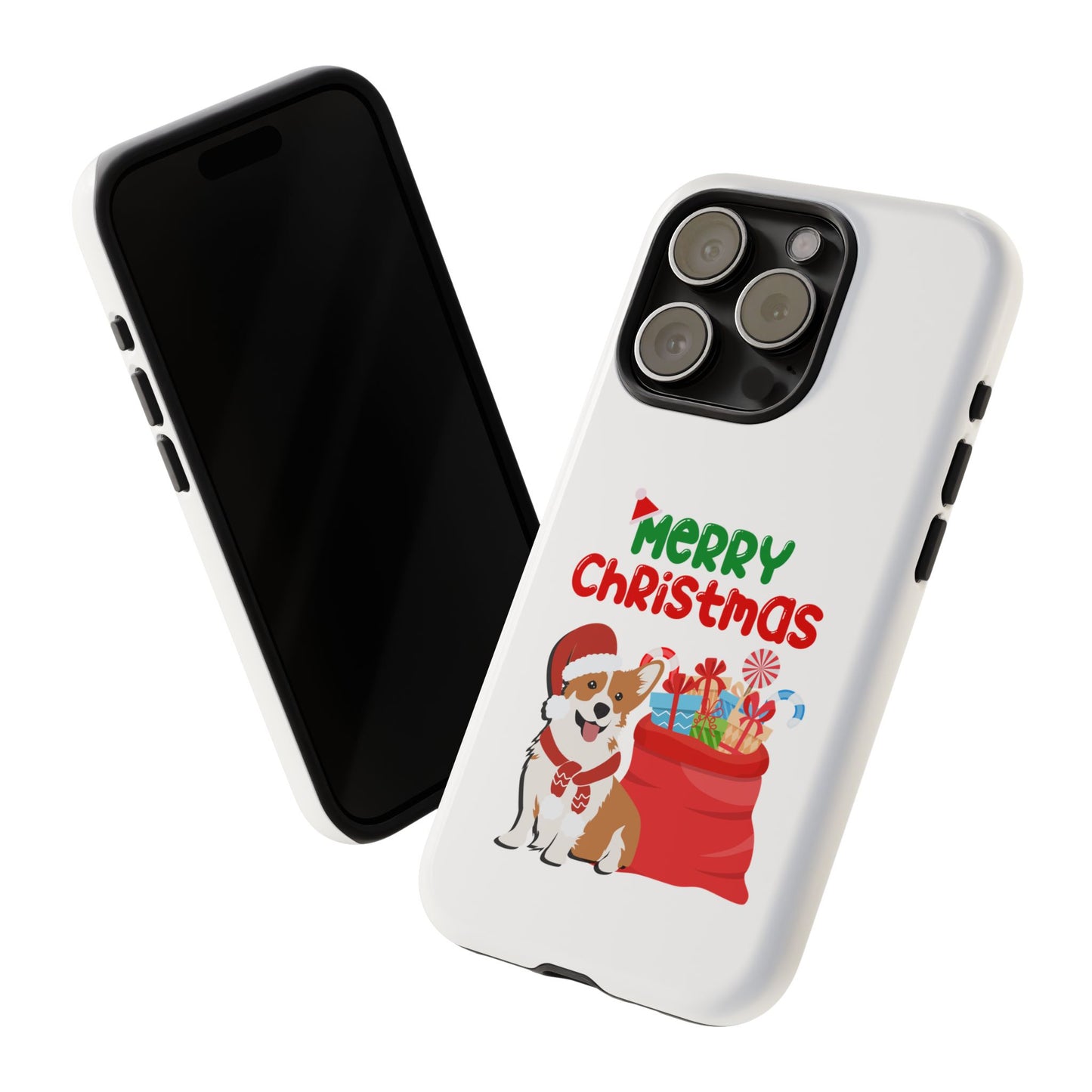 Phone Case Dog Santa Merry Christmas in White Phone Case