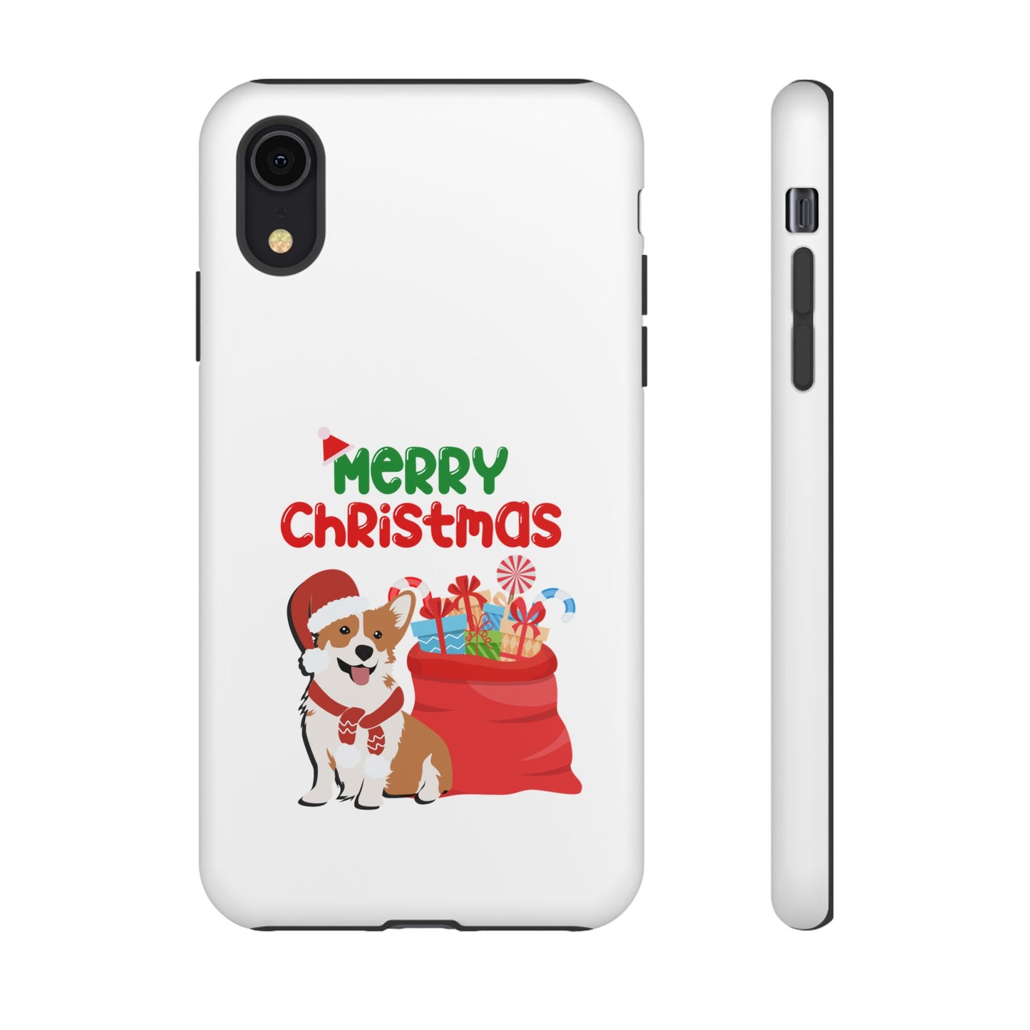 Phone Case Dog Santa Merry Christmas in White Phone Case