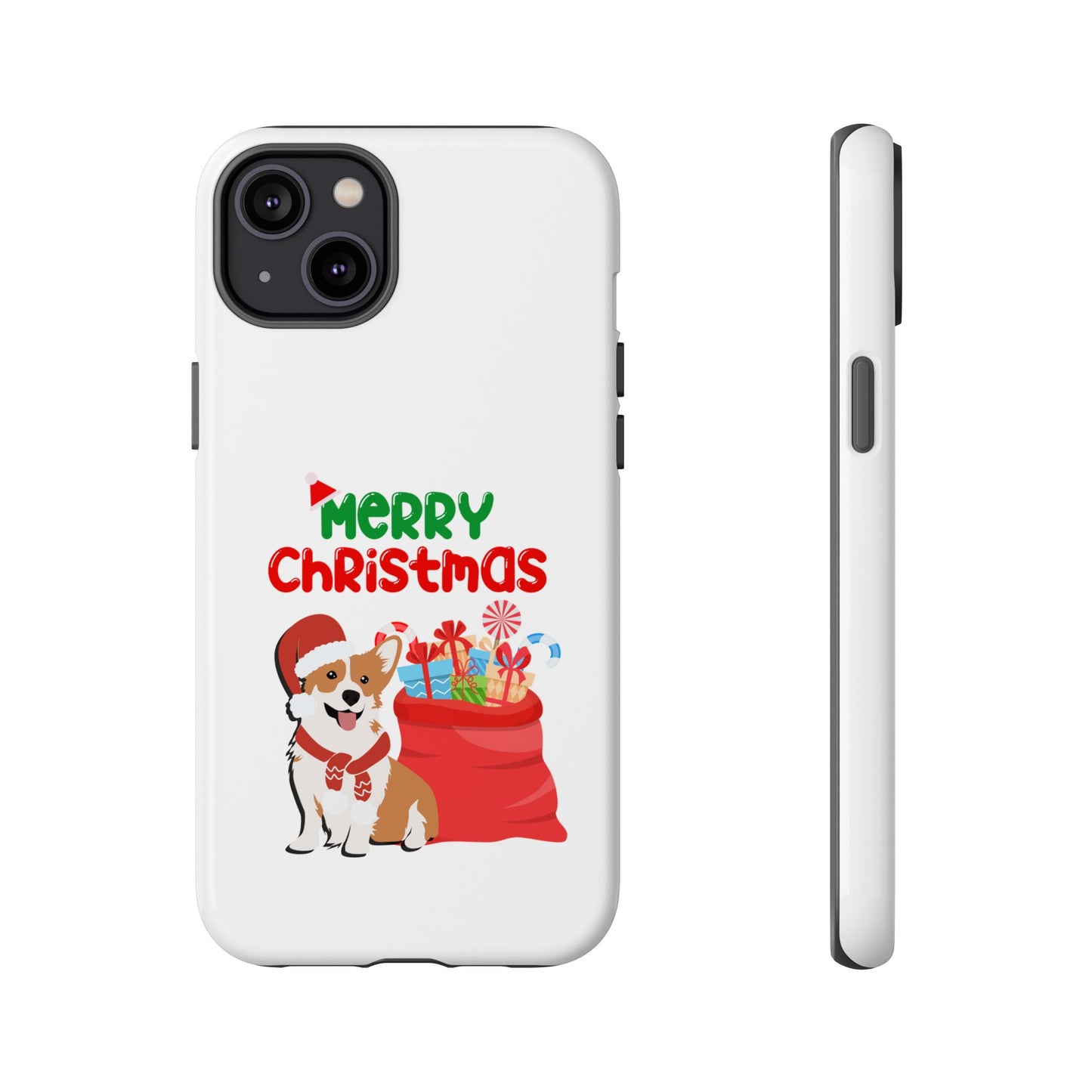 Phone Case Dog Santa Merry Christmas in White Phone Case