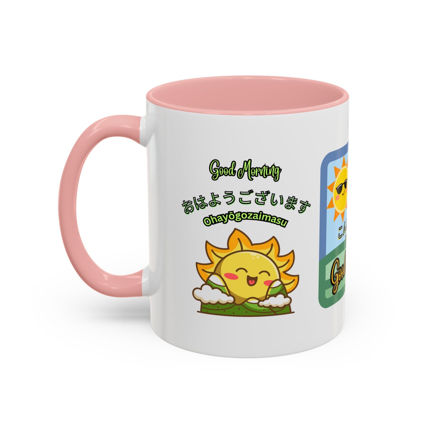 Greetings Mug, Konichiwa, Konbanwa, Ohayougozaimasu, Nice Coffee or Tea mug, perfect for hot drinks