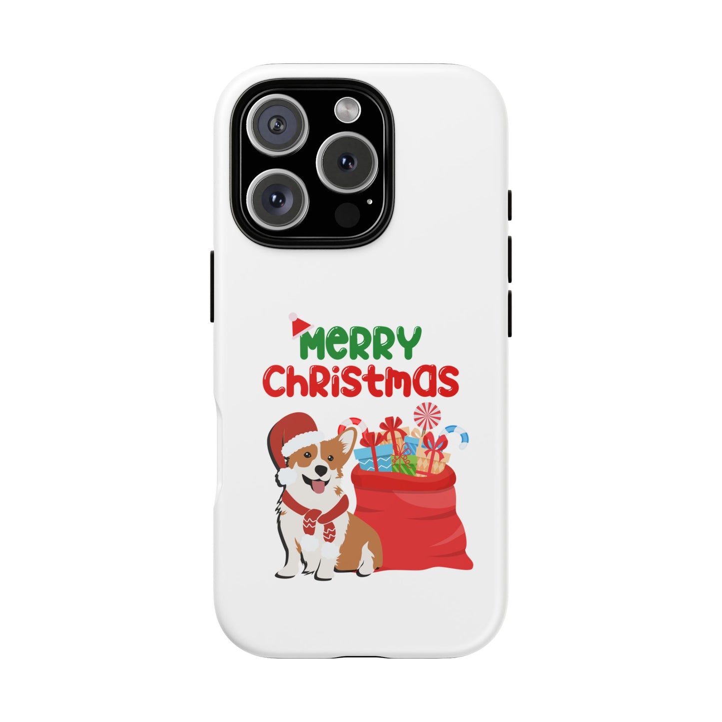 Phone Case Dog Santa Merry Christmas in White Phone Case