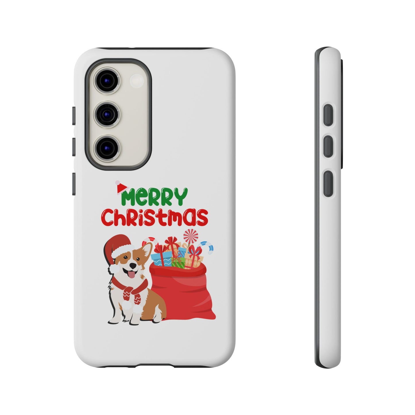 Phone Case Dog Santa Merry Christmas in White Phone Case