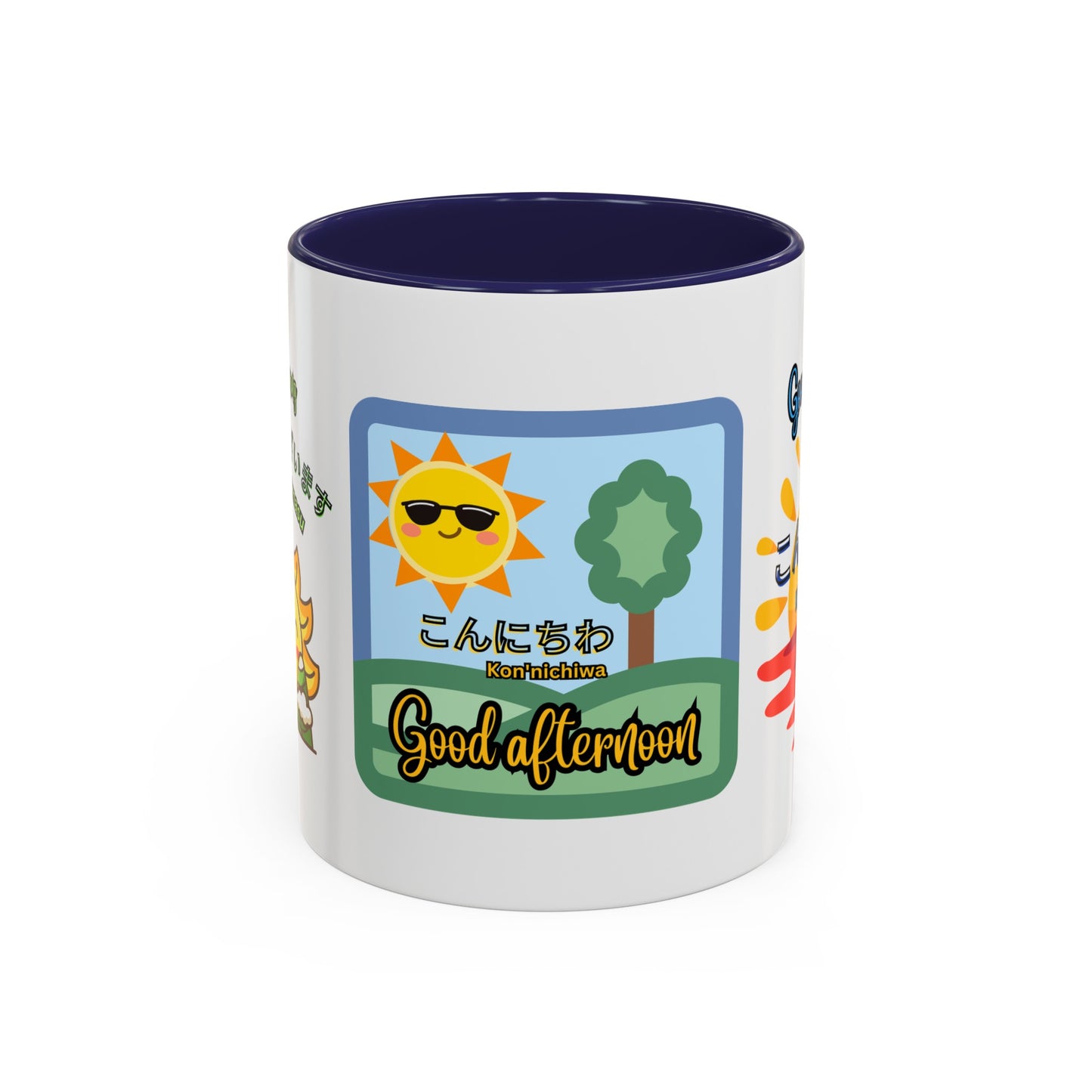 Greetings Mug, Konichiwa, Konbanwa, Ohayougozaimasu, Nice Coffee or Tea mug, perfect for hot drinks