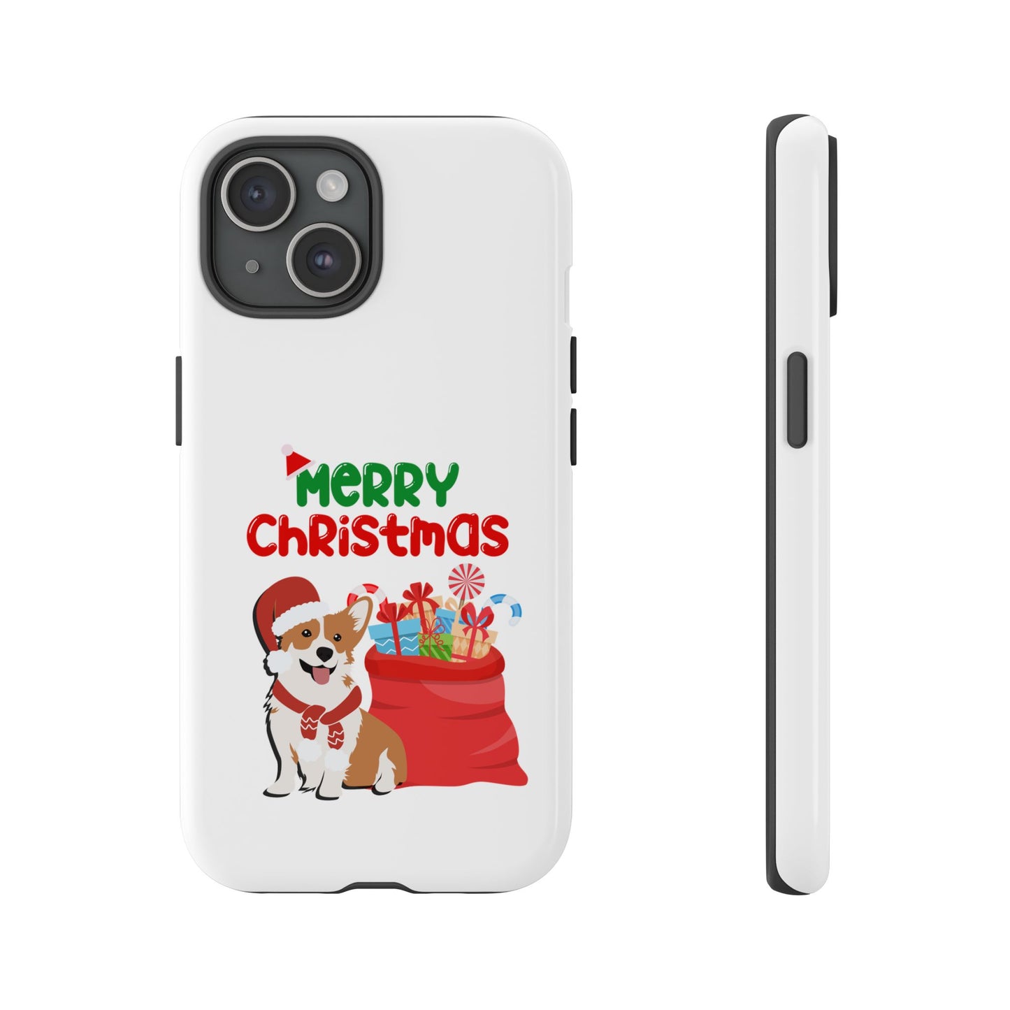 Phone Case Dog Santa Merry Christmas in White Phone Case