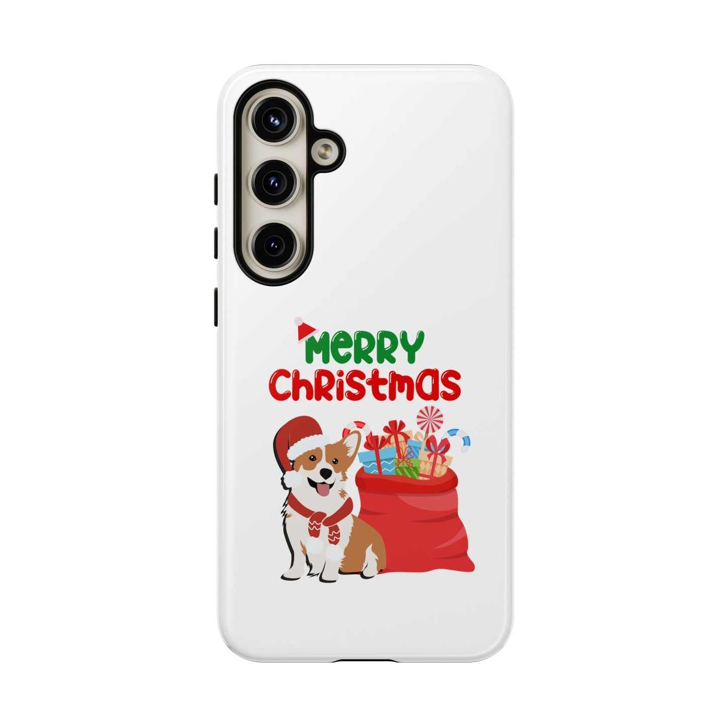 Phone Case Dog Santa Merry Christmas in White Phone Case