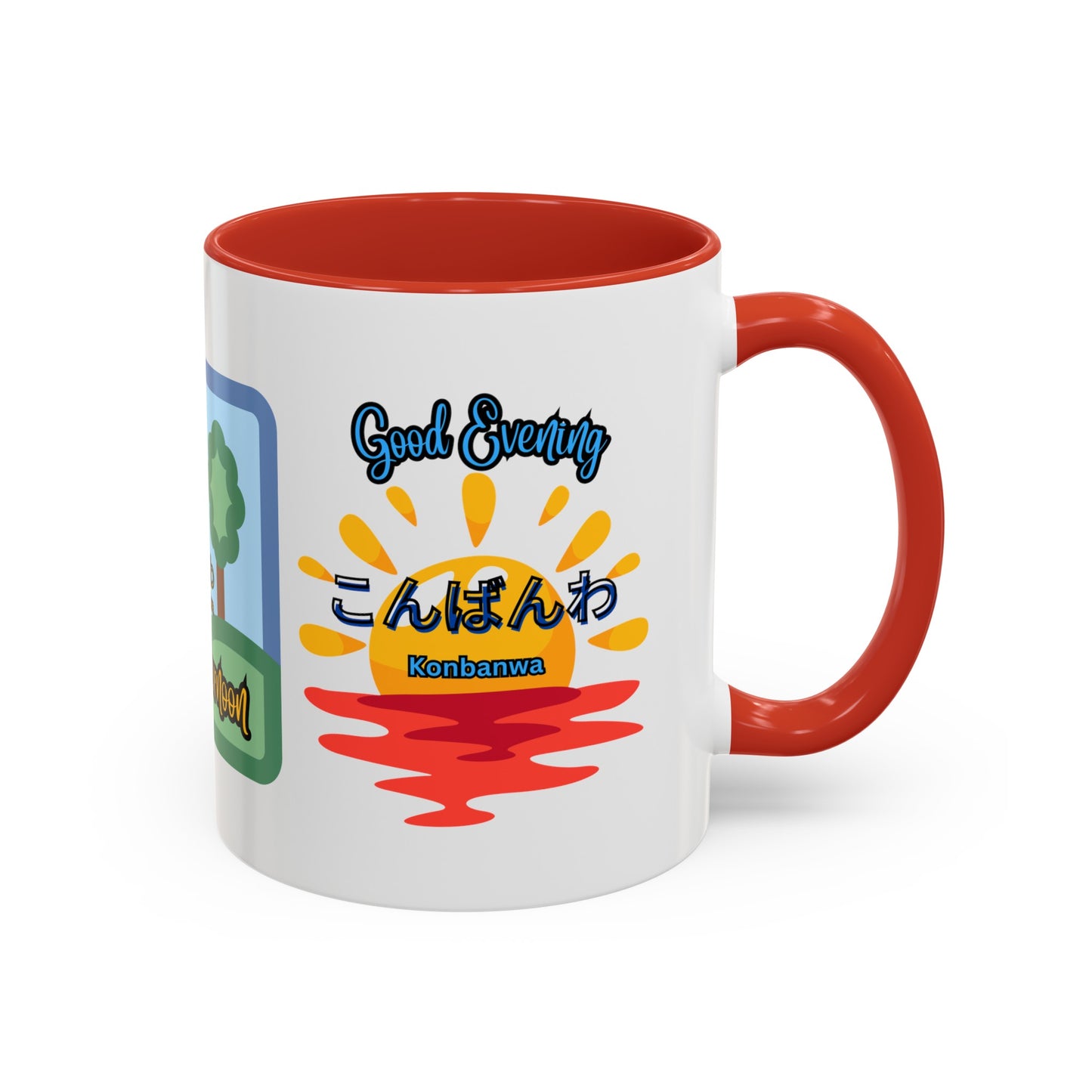 Greetings Mug, Konichiwa, Konbanwa, Ohayougozaimasu, Nice Coffee or Tea mug, perfect for hot drinks