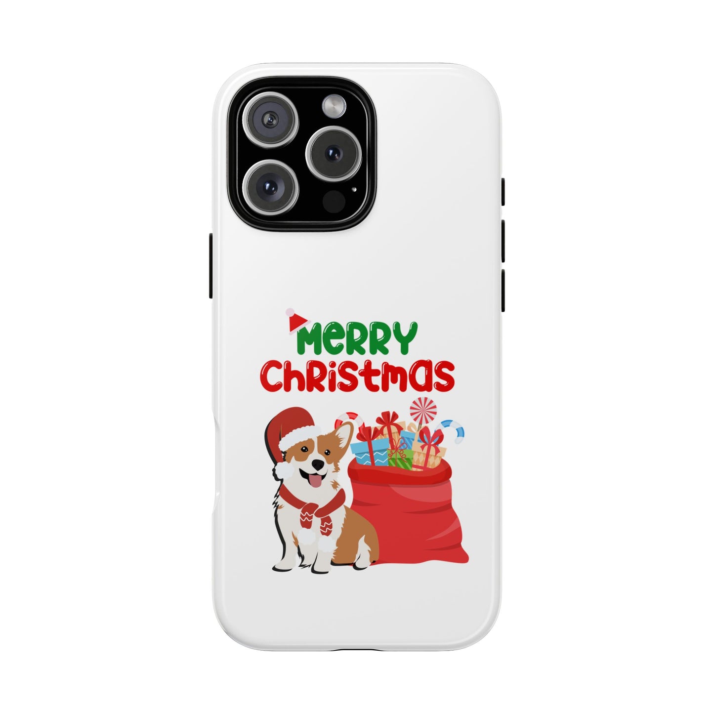 Phone Case Dog Santa Merry Christmas in White Phone Case