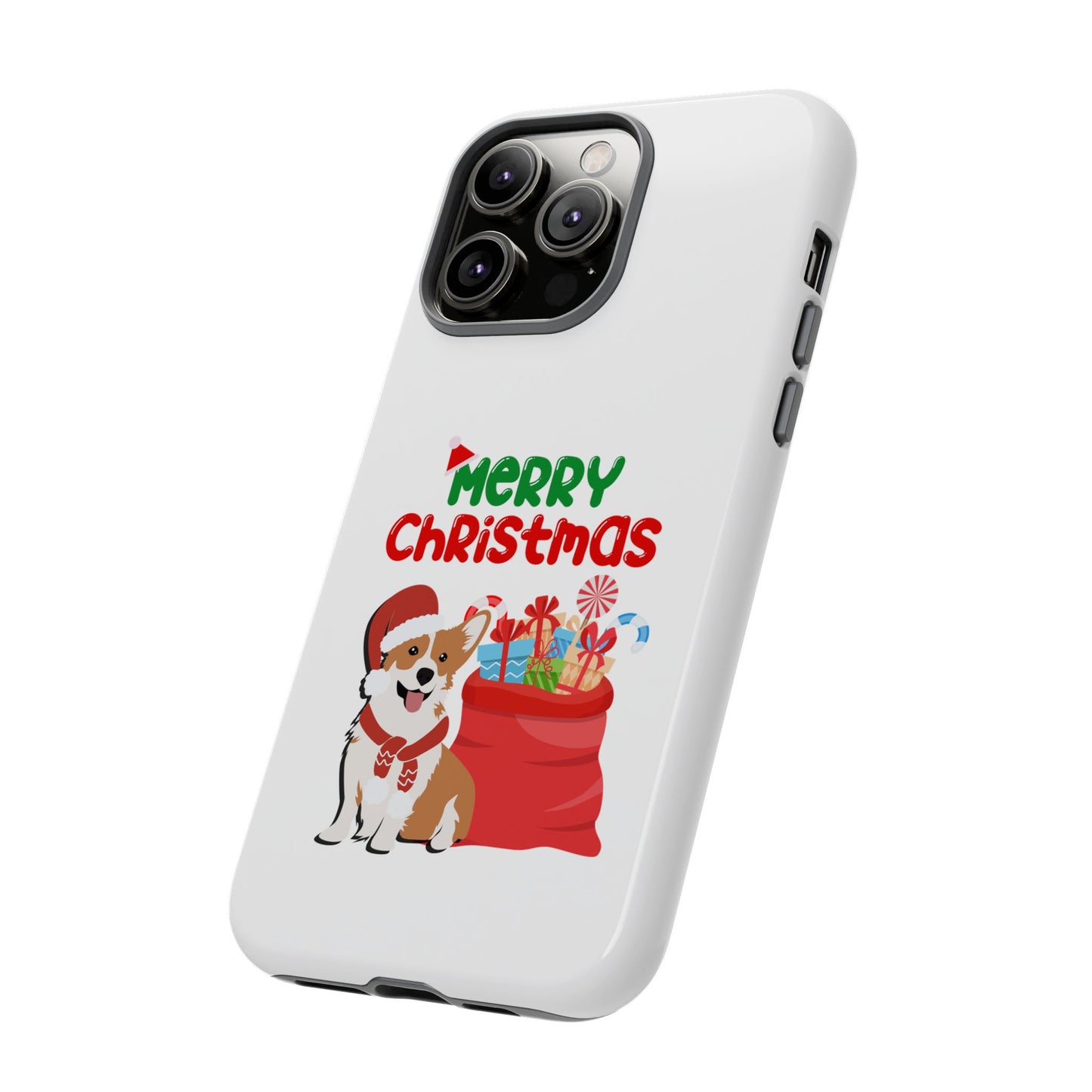 Phone Case Dog Santa Merry Christmas in White Phone Case