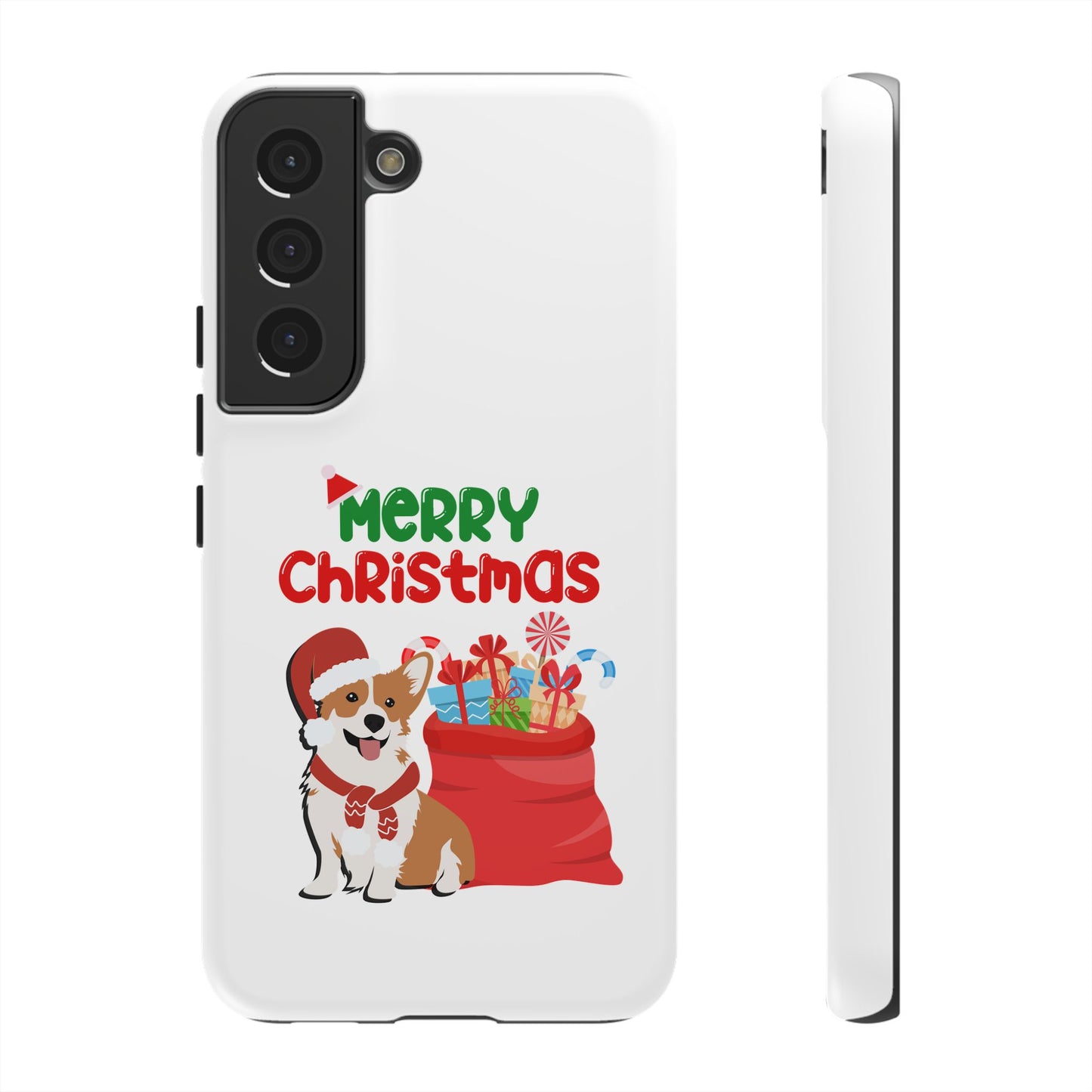 Phone Case Dog Santa Merry Christmas in White Phone Case