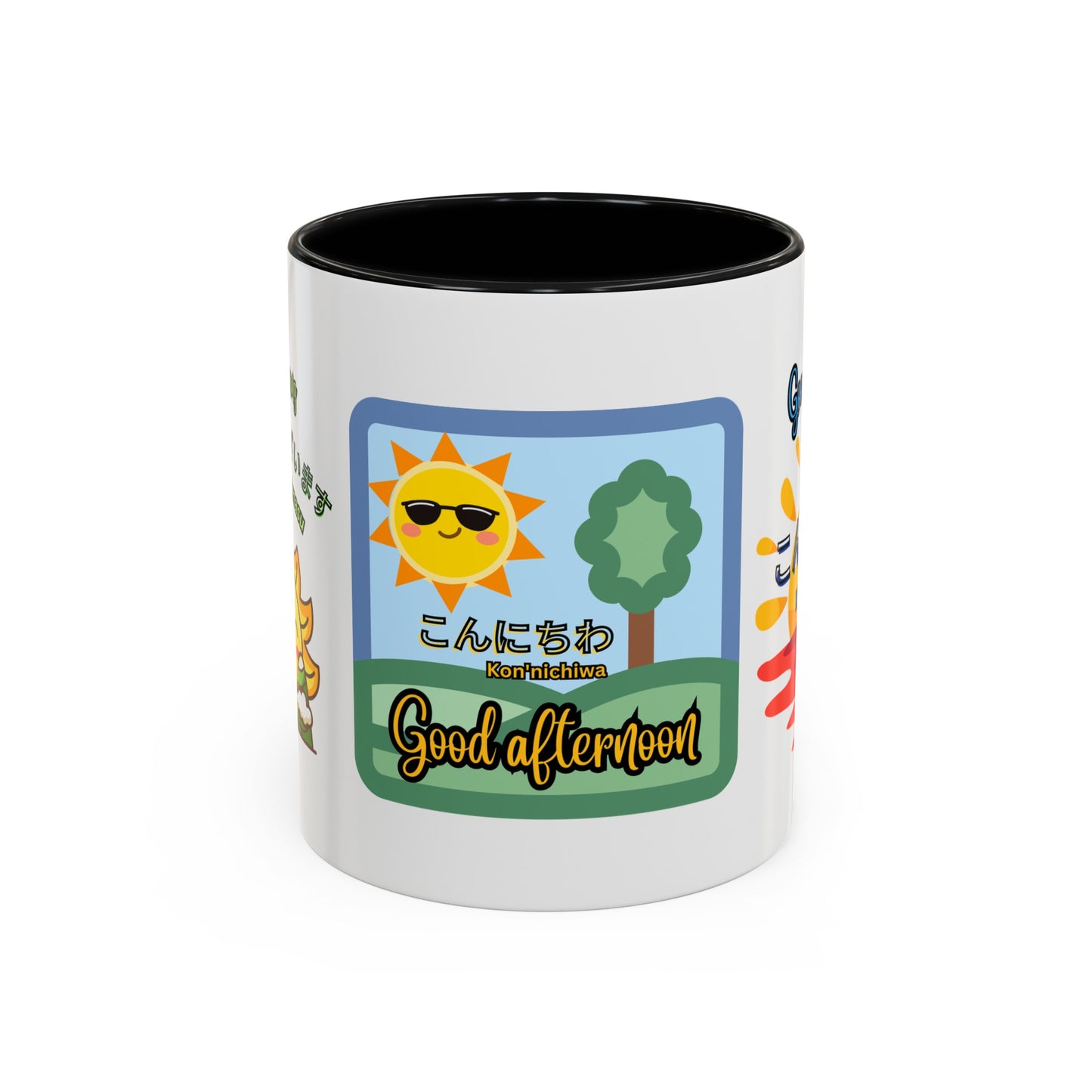 Greetings Mug, Konichiwa, Konbanwa, Ohayougozaimasu, Nice Coffee or Tea mug, perfect for hot drinks