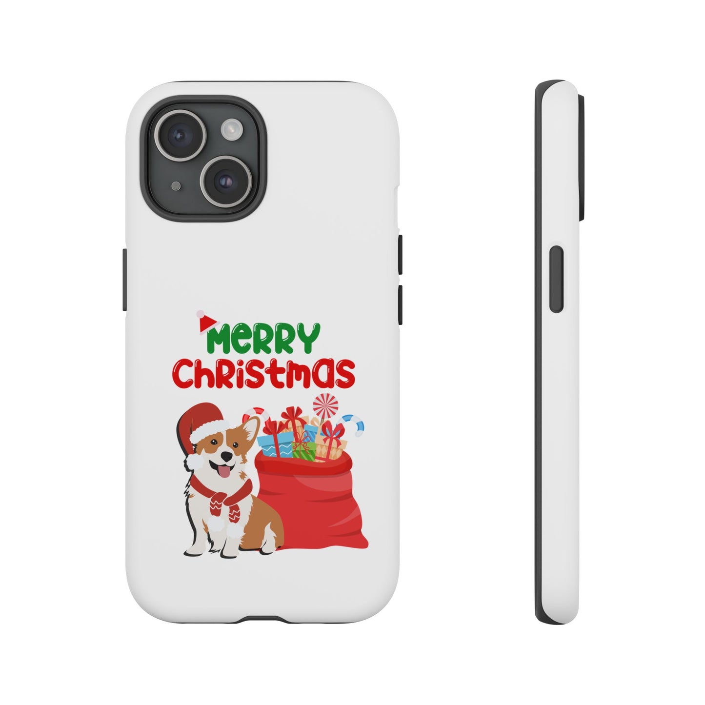 Phone Case Dog Santa Merry Christmas in White Phone Case