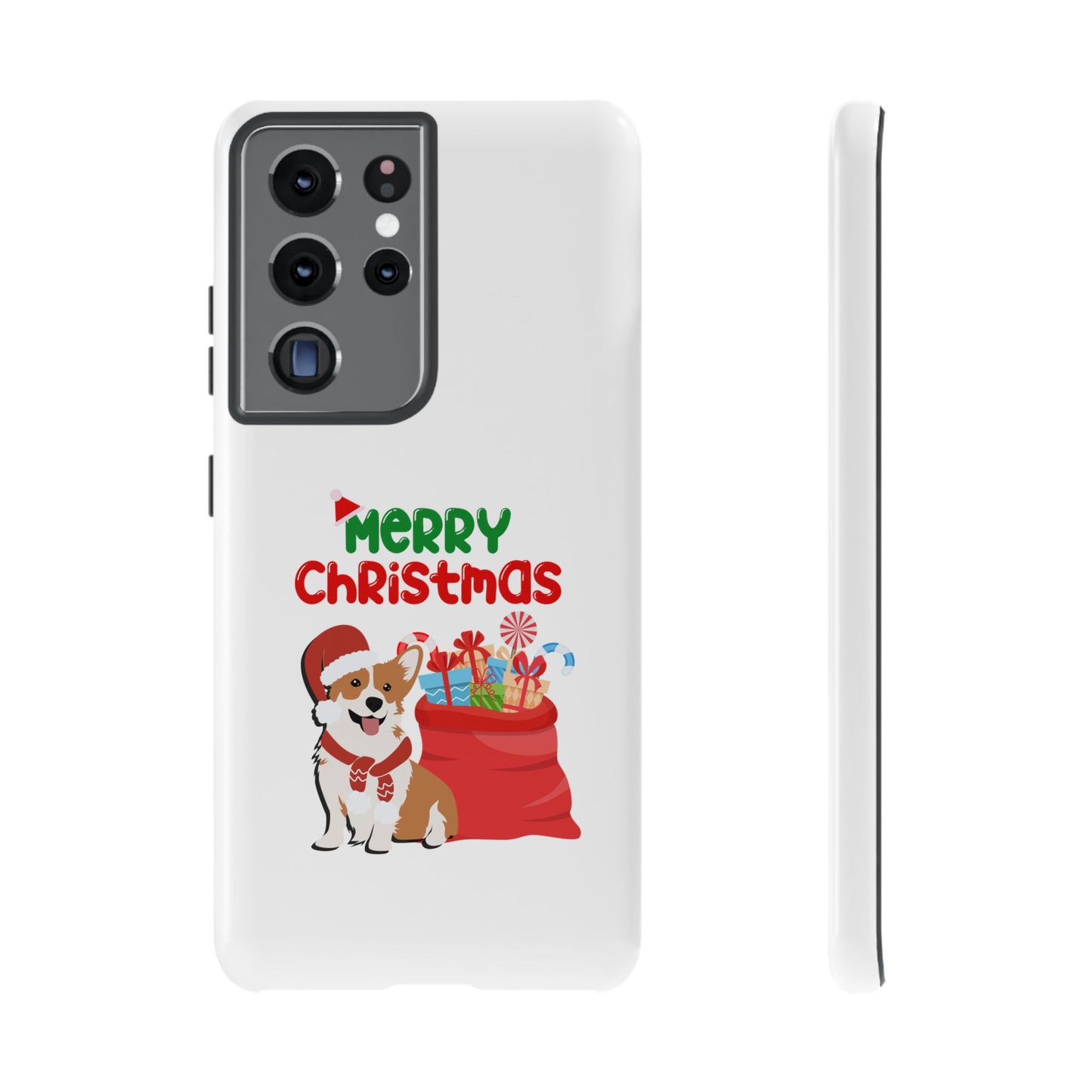 Phone Case Dog Santa Merry Christmas in White Phone Case