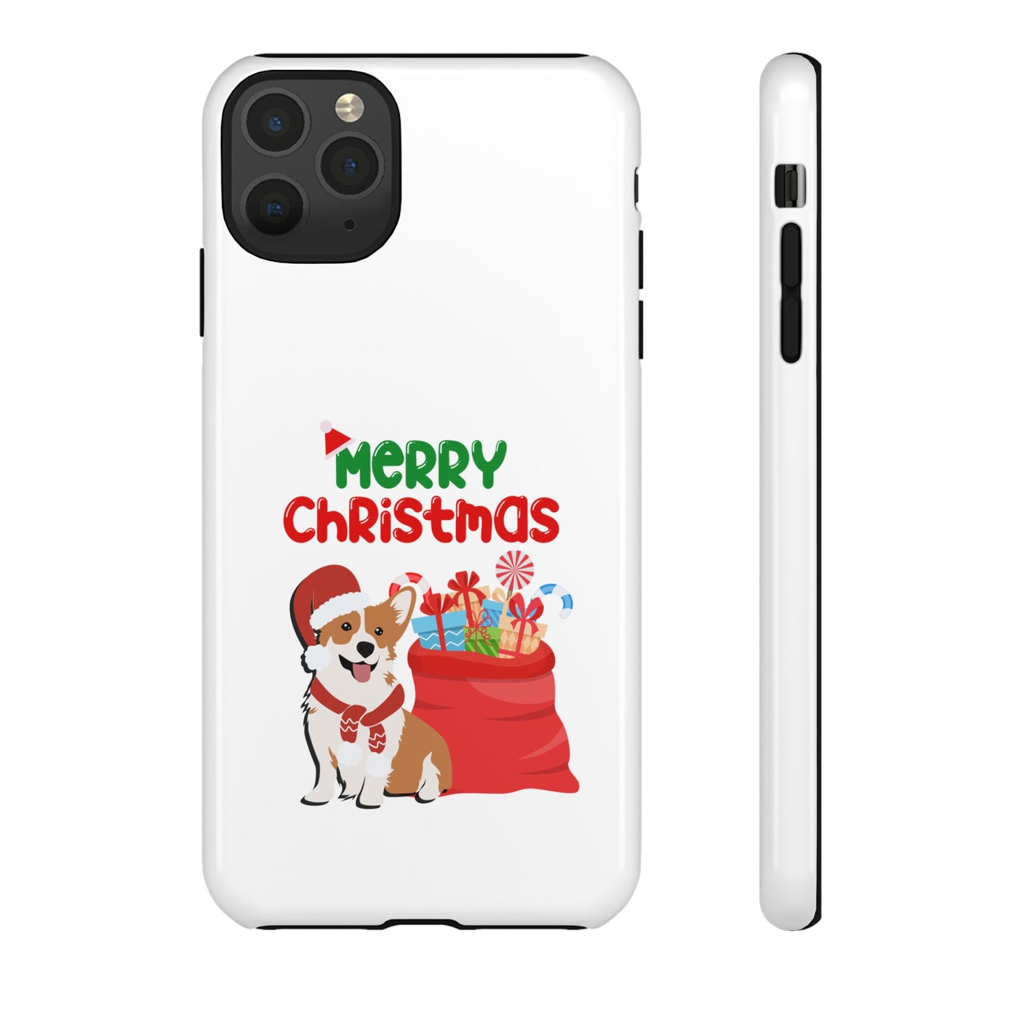 Phone Case Dog Santa Merry Christmas in White Phone Case