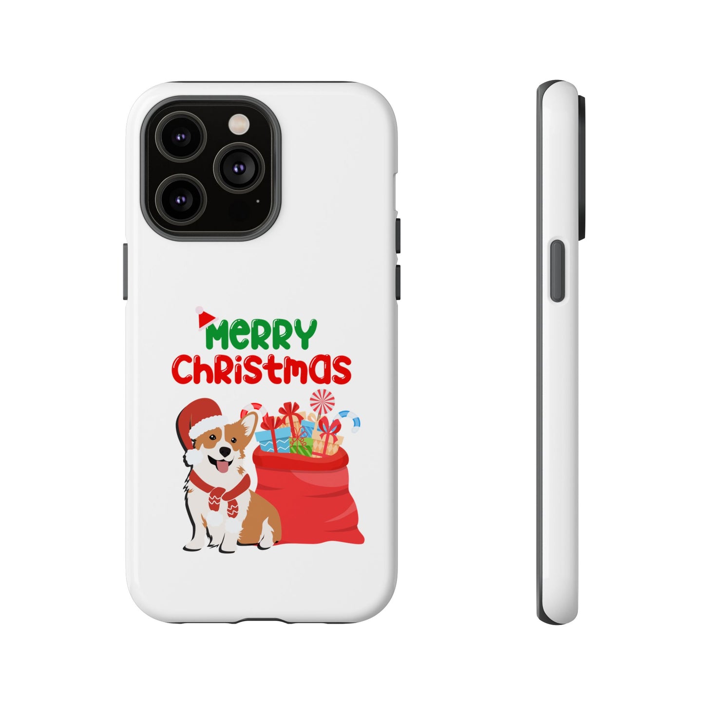 Phone Case Dog Santa Merry Christmas in White Phone Case