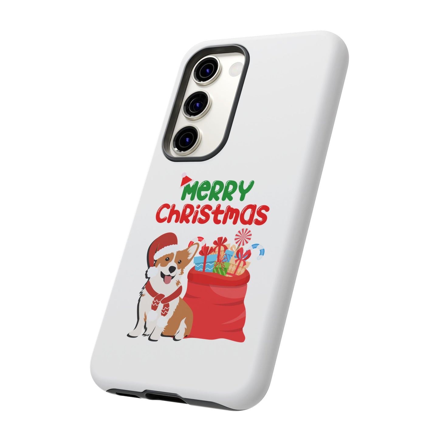 Phone Case Dog Santa Merry Christmas in White Phone Case